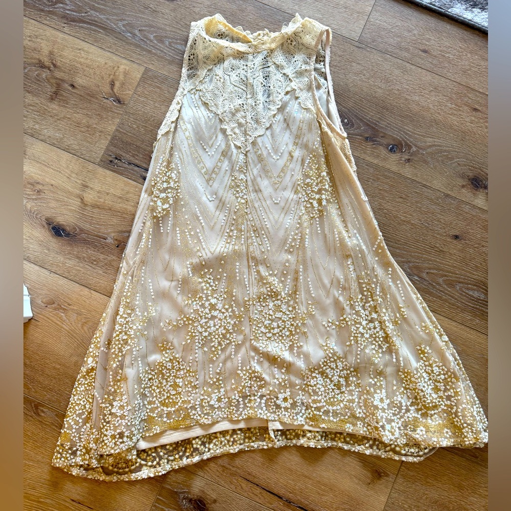 Gold Mini Sleeveless Dresss
